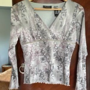 Axcess Long-Sleeve Gray Blouse Size Med